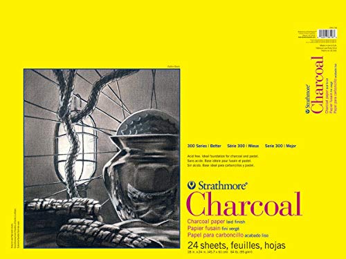 Strathmore 300 Series Charcoal Paper Pad, Glue Bound, 18x24 inches, 24 Sheets (64lb/95g) - Artist Paper for Adults and Students - Charcoal and Pastel - size: 18x24, style: Glue Binding