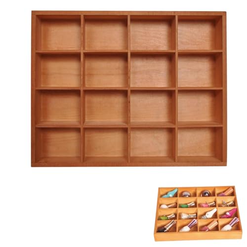 1Pc Wooden Drawer Organizer,16 Compartments Divided Tray for Arts Crafts Supplies,13.4x10.6x2‘’,Multifunction Serving Tray Divided Platter Food Server,Wooden Food Serve Tray,for Snack,Tea Bag,Hotpot