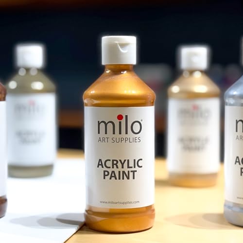 milo Metallic Acrylic Paint Set of 6 Colors | 4 oz Bottles | Student Metallic Colors Acrylics Painting Pack | Made in the USA | Non-Toxic Arts & Crafts Paints for Artists & Hobby Painters - style: Metallic Set 6 x 4 oz