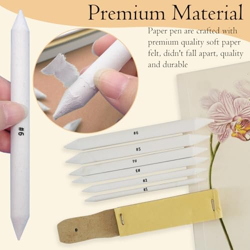 Hodyludy 298 Pcs Blending Stumps and Tortillions, Paper Art Blenders, Art Pencils, Drawing Pencils for Student Artist Charcoal Sketch Supplies with Sandpaper
