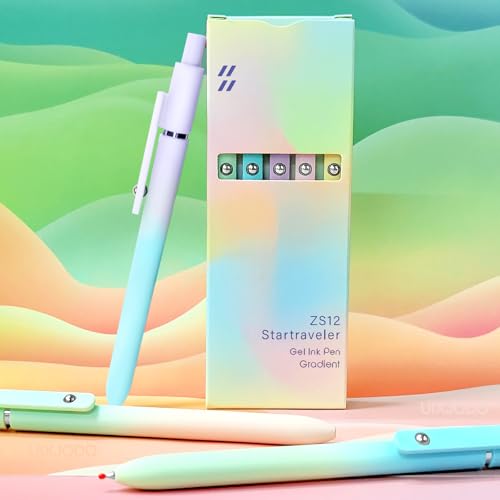UIXJODO Gel Pens, 5 Pcs Black Ink Pens for Women, 0.7mm Medium Point Smooth Writing Pens with Silicone Grip, High-End Series Metal Clip Retractable Pens for Journaling Note Taking (5 Pcs Pastel) - color: 5 Pcs Pastel