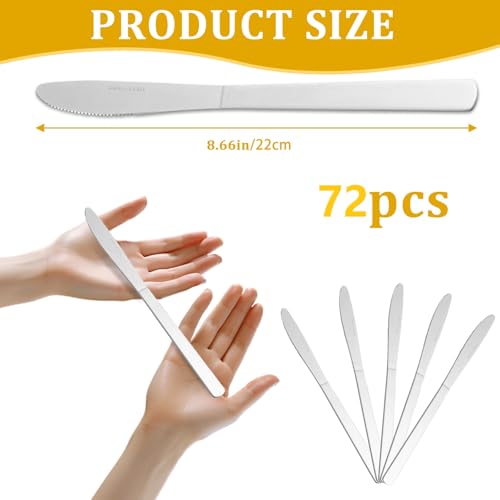 72 PCS Dinner Knifes Set - Windsor Stainless Steel Table Knives 8.7 Inch with Dishwasher Safe Butter Knives,Metal Butter Knofe,Dinner Knife Silverware for Home,Kitchen or Restaurant - size: 72PCS Dinner Kinfe