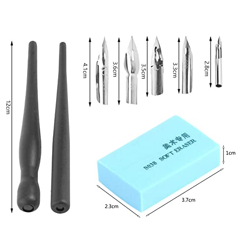 Estink Manga Cartoon Comic Dip Pen Set, Calligraphy Pens with 2 Pen Holders and 5 Replacement Nibs for Drawing Painting