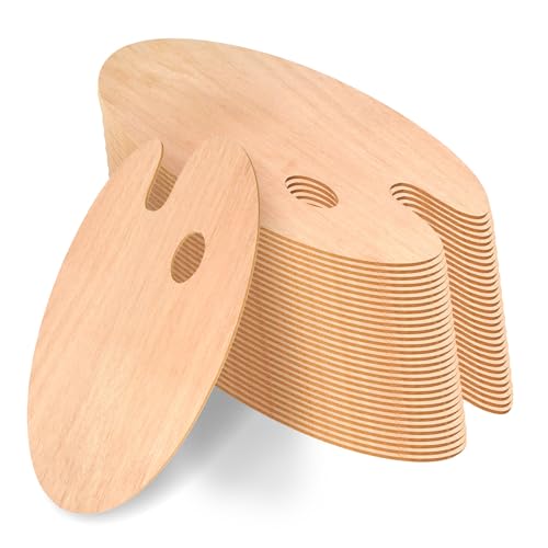 Wooden Painting Palette, Oval-Shaped Wood Paint Pallets with Thumb Hole,Premium Wooden Pallets Ideal for Oil, Acrylic & Watercolor Painting Creative Projects (50 Pcs) - style: 50 Pcs