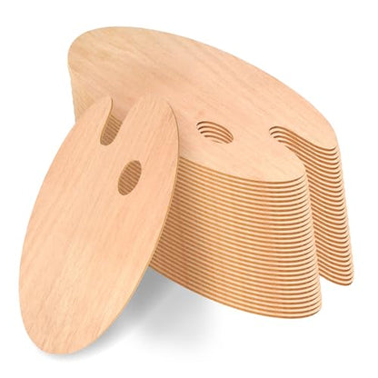 Wooden Painting Palette, Oval-Shaped Wood Paint Pallets with Thumb Hole,Premium Wooden Pallets Ideal for Oil, Acrylic & Watercolor Painting Creative Projects (50 Pcs) - style: 50 Pcs