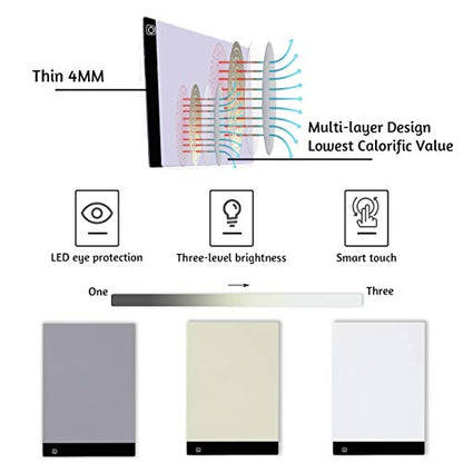 LIRUNQIU B4 Diamond Painting LED Light Pad Kit | Includes storage case, pens, stand, pad board. Ideal for adults, full drill diamond art. Complete 5D tool set. - size: B4 Led Pad