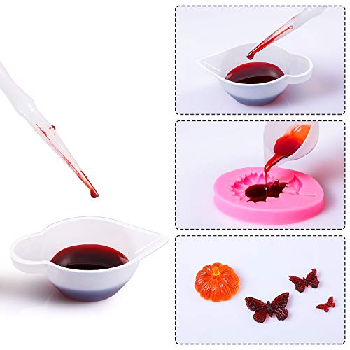 Geiserailie 23 Pcs Silicone Mould Cup Dispensers Mini Measuring Cup Resin Mixing Bowls with Rubber Spoon Glue Stick Small Scraper Color Modulation Tools Kit for DIY Epoxy Resin Craft UV Resin Projects