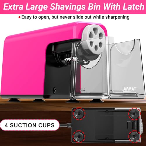 AFMAT Heavy Duty Electric Pencil Sharpener, 6 Holes, Auto Stop Pencil Sharpeners Plug in, Classroom Pencil Sharpener for 6-11mm Pencils, Super Fast, Save Pencils, Teacher Must Have, PSX1 - color: Pink