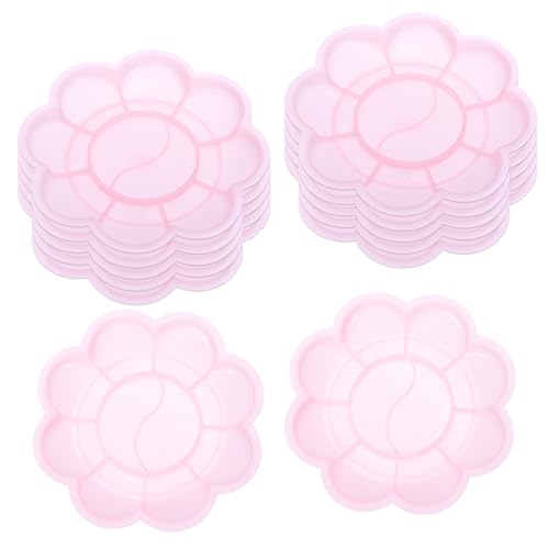 PATIKIL 12Pcs Paint Tray Palette, 3.1"/8cm Plastic Painting Palette Flower Shape for Watercolor Gouache Drawing Art Craft DIY Project, Pink - color: Pink, size: 3.1"/8cm