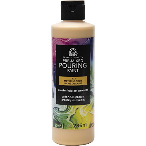 FolkArt Pre-Mixed Acrylic Pouring Paint, 8 oz, Gold - color: Gold