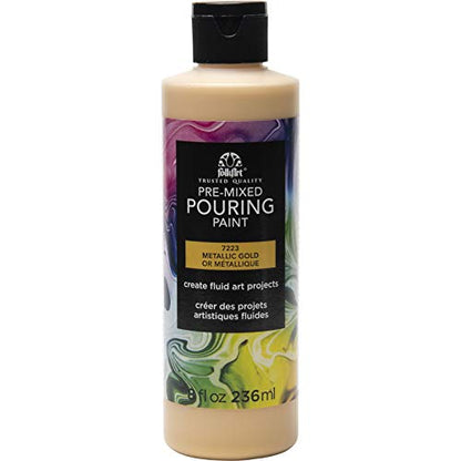 FolkArt Pre-Mixed Acrylic Pouring Paint, 8 oz, Gold - color: Gold