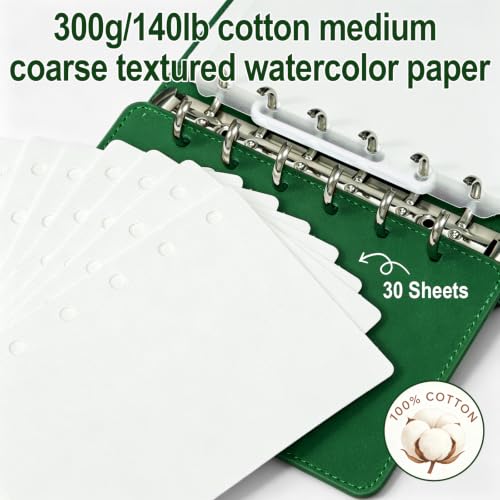 Travel Watercolor Set, 16 Colors Standard (8 Matte & 8 Shimmer), Mini Paint Kit with 30-Sheet 300G Cotton Sketchbook, Detachable Palette, Water Cup & Water Brush, Green - color: Green