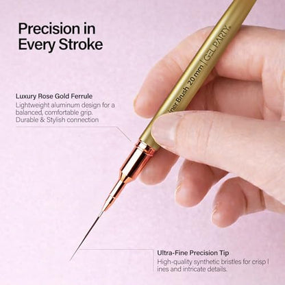 GELPARTY 7Pcs Gold Nail Art Brush Set - Professional Ultra-Fine Liner & Detail Brushes for Gel Polish & Acrylic Nails - Includes Agate Stone Palette & Brush Holder - Manicure Drawing Tool Kit - color: Gold