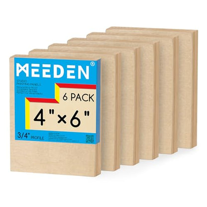 MEEDEN Unfinished Wood Canvas Board: 3/4” Deep 4x6” Wooden Canvas Panel Pack of 6 - Blank Cradled Wood Art Board for Painting - size: 4"x6"- 6 Pack