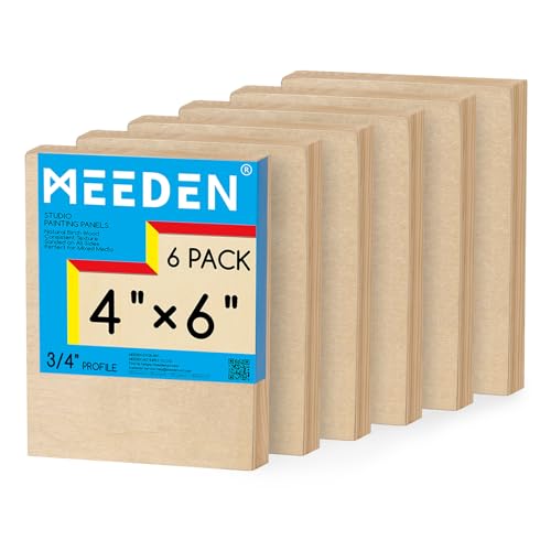 MEEDEN Unfinished Wood Canvas Board: 3/4” Deep 4x6” Wooden Canvas Panel Pack of 6 - Blank Cradled Wood Art Board for Painting - size: 4"x6"- 6 Pack