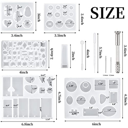 Suhome 73 Pack Resin Earring Mold Jewelry Silicone Resin Molds Making Kits Including Earring, Pendant, Bracelet, Necklace, Button Silicone Casting Molds for Beginners - color: Earring