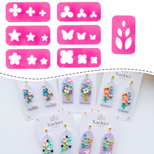 Xaekicr Floral Polymer Clay Cutters Set – Molds and Clay Cutters for Polymer Clay, Decorative Clay Earring Tools - color: 2A color