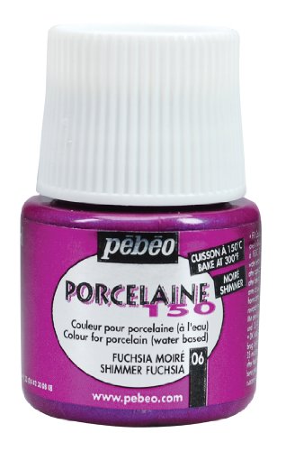 PEBEO Porcelaine 150 Ceramic Paint - Water-Based High-Gloss Color Paints for Porcelain, Premium Art Supplies, Non-Toxic & Heat-Safe, 45 ml Bottle, Shimmer Fuchsia, 024106 - color: Shimmer Fuchsia, size: 1.52 Fl Oz (Pack of 1)