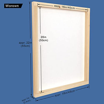 Worown 16 x 20 Inch Wood Silk Screen Printing Frame with 160 White Mesh and 1 Piece of 13.7 Inch Screen Printing Squeegee - size: 16 x 20 Inch