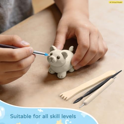 ZEHIQ White Air Dry Clay 6.6 lbs with 25pcs Pottery Sculpting Tools Set | Natural Modeling Clay, Pottery Wheel & Hand Building, DIY Craft Projects, Perfect for Beginners and Professional artists - color: 6.6lbs white + tools