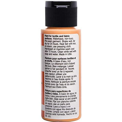 FolkArt 4408 Fabric Brush On Acrylic Paint, 2 oz, Pure Orange - color: Pure Orange