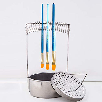 Pssopp Paint Brush Washer Stainless Steel Paint Brush Cleaner Paint Brush Bucket with Wash Filter Screen Holder Spring Paint Brush