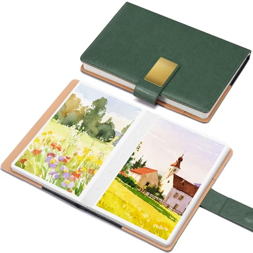Watercolor Sketchbook,8.2 x 5.5 inch,20 Sheets Hot Press 100% Cotton 300 GSM 140lb,A5 Watercolor Paper for Art Painting, Drawing, Mixed Media - color: green