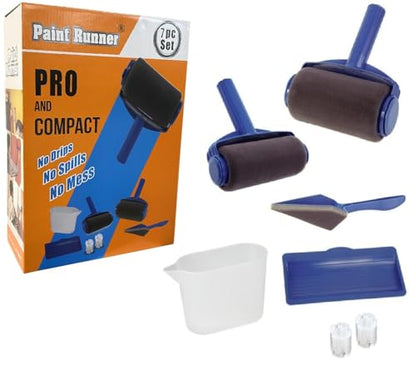PAINT RUNNER® a registered trademark, 7pc set - THE ORIGINAL Product - A self-contained painting system, paint without dipping & dripping and no mess. Made in Indonesia. Original got even better.