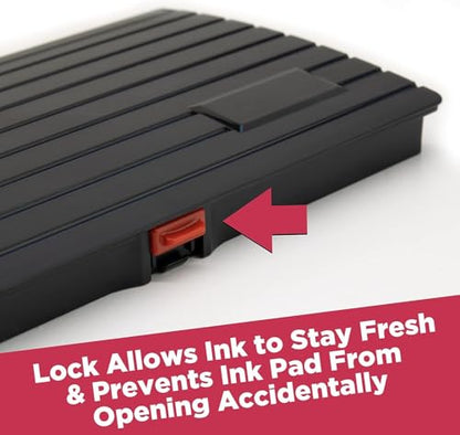 Large Premium Black Ink Stamp Pad - 3" by 6" - Quality Felt Pad - Case with Closing snap - color: Black, size: 3" x 6"
