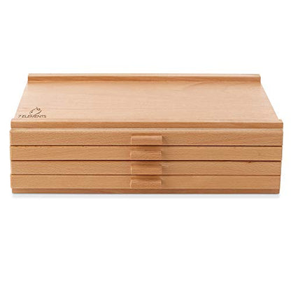 7 Elements 4 Drawer Wooden Artist Storage Supply Box for Pastels, Pencils, Pens, Markers, Brushes and Tools - size: 4-Drawer