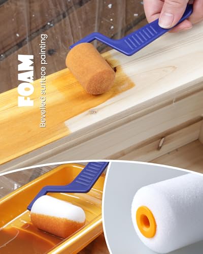 Voomey Small Paint Roller, 2 Inch Mini Paint Roller Kit 10 Pack, Microfiber Paint Rollers with Tray and Roller Frame for Touch Up Painting Wall, Door, Cabinet - size: 2 Inch Mini Paint Roller Kit 10 Pack