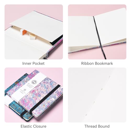 Lightwish Square Watercolor Journal,2 Pack Total 48 Sheets,100% Cotton,300gsm/140lb,Acid-Free,Cold Press Watecolor Sketchbook for Artists Adults Students,6.29 * 6.29 Inches(Purple Sunset) - color: Purple Sunset