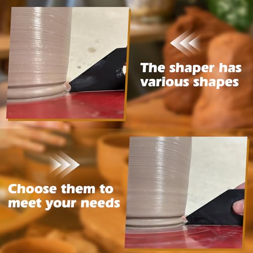 10pcs Pottery Ribs Tool Kit, HSSZXFR 10.5x4.5cm Right-Angle Trapezoidal Shape Pottery Clay Ribs with Arc-Shaped and Right-Angle Shaped Openings, Diameters 6/8/10/12/16mm, for DIY Carving Molds