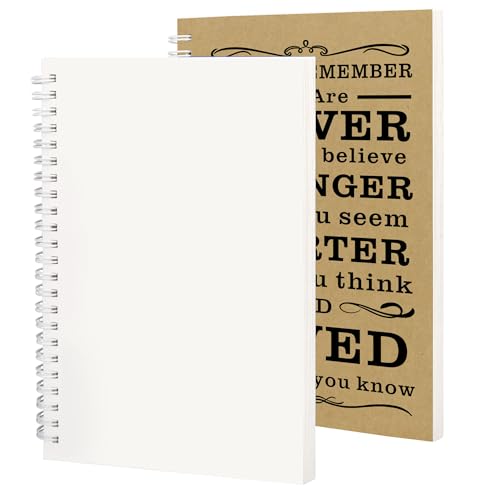 JOHSBYD 2Pcs Blank Spiral Notebook,Inspirational Gifts A5 Hardcover Sketch Book,Art Sketchbook for Drawing, Unlined, Plain Sketch Book for Women Men Work Writing,160 Pages (2, Blank Page Brown) - color: Blank Page Brown