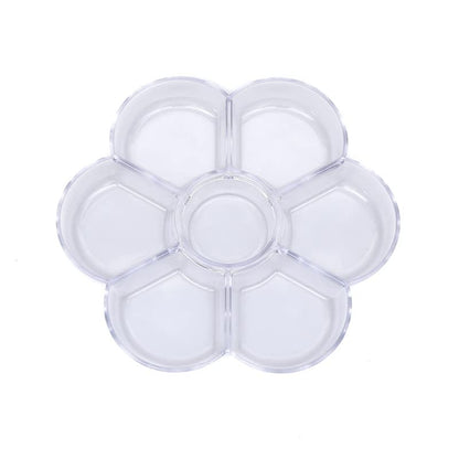 Petal Plastic Palette Painting Dish 7 Well Flower Paint Tray Watercolor Painting Mixing Palette for Oil Acrylic Watercolor Gouache,Easy Wash, Paint Palette (Transparent) - color: Transparent