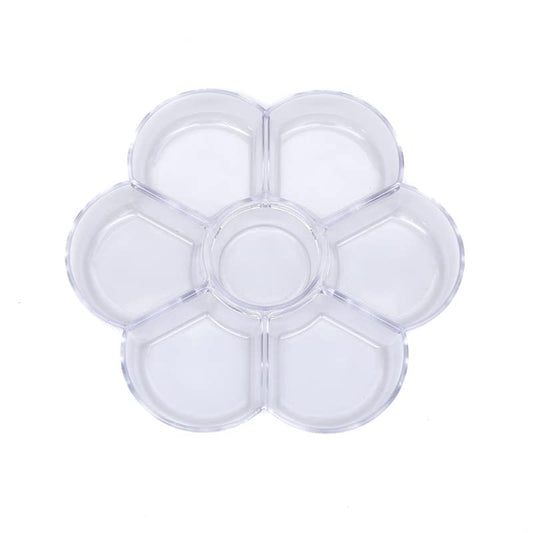 Petal Plastic Palette Painting Dish 7 Well Flower Paint Tray Watercolor Painting Mixing Palette for Oil Acrylic Watercolor Gouache,Easy Wash, Paint Palette (Transparent) - color: Transparent