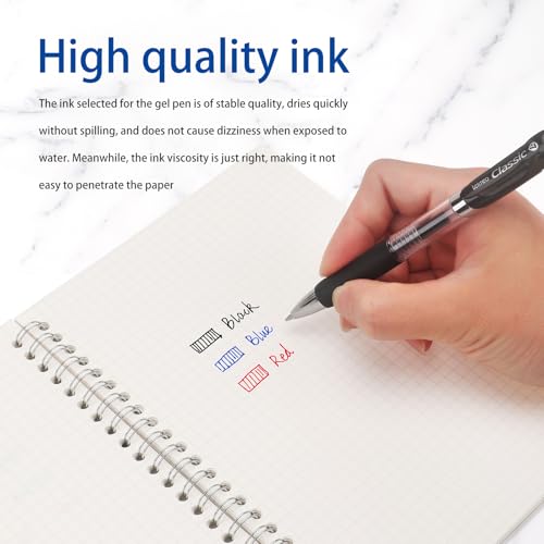 Classic Retractable Gel Roller Pens, 0.7mm Fine Point, Red Ink (Red - 12 Packs) - color: Red - 12 Packs