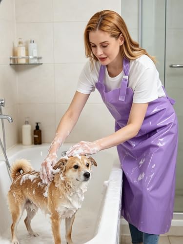 Nanxson TPU Waterproof Apron Lightweight Work Apron with Adjustable Buckle | Liquid Resistant,Neck buckle design,Easy to clean,Unisex,Butcher Apron for Dishwashing Grooming,Halloween - color: Purple