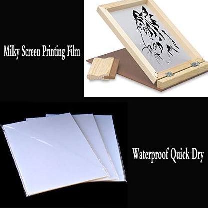 8 ½"x11" Screen Printing Film 50 Sheets Waterproof Inkjet Transparent Film for Water-based Pigment and Dye Inkjet Printers