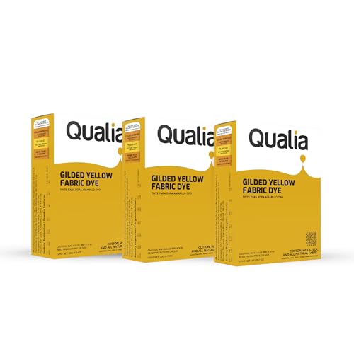 Qualia All Purpose Powder Fabric Dye, Easy to Use Dye for Natural Fabrics: Cotton, Wool, Silk, Wood, & Linen, Ultra Concentrated Colors, Gilded Yellow, 3 Pack - color: Gilded Yellow, size: 3