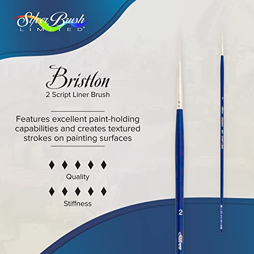 Silver Brush Bristlon Script Liner Long Handle Brush, Synthetic Bristle, Cobalt Blue, Size 2 - size: 30x1x1 cm