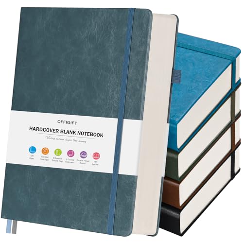 5 Pack Blank Journal Notebooks Bulk, Hardcover A5 Sketchbook, 320 Pages No Bleed 100 GSM Thick Paper Sketch Book for Drawing Writing, Unlined Notebooks for Work, Leather Journal for Women Men School - color: Multicolor 2, size: A5-Blank