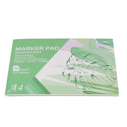 Marker Pad, Professional Textured 80gsm A4 Marker Paper Pad with 30 Sheets for Artists Beginners and Kids Ideal for Drawing Painting Sketching