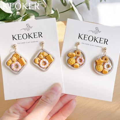 KEOKER Dessert & Bread Polymer Clay Molds & Charcuterie Boards Clay Cutters, Clay Silicone Molds, 6 Shapes Polymer Clay Cutters, 12pcs Earring Molds for Polymer Clay, Polymer Clay Molds for Jewelry - color: B Color
