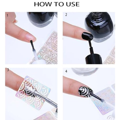 Nail Stencils for Nail Art Reusable,Nail Vinyl Stencils Sticker 144 Pieces 72 Designs,Hollow DIY Manicure Decoration Decals French Tip Nail Guides Supplies（24 Sheets Silver）
