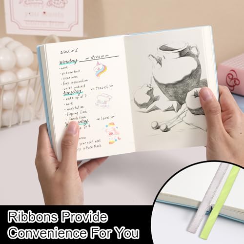 Thick Blank Journal Notebook 400Pages Sketch Book Blank Journal Unlined No Lines Soft Leather Cover A6 (3.9 × 5.5) Journal Leather Notepad Drawing Book Memo Writing Sketch Pad Diary Notebook - color: Sky Blue-400 Page