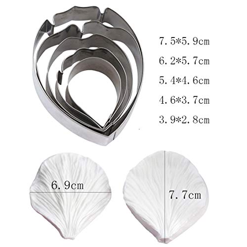 KALAIEN 5pcs Stainless Steel Peony Cutter 2pcs Fondant Silicone Mold Gumpaste Peony Sugarcraft Flower Veining Mold Veiner Petal Making Tool - color: Peony Set(7pcs)