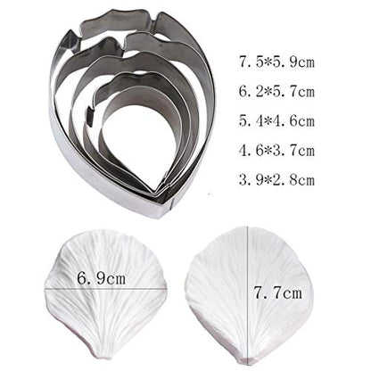 KALAIEN 5pcs Stainless Steel Peony Cutter 2pcs Fondant Silicone Mold Gumpaste Peony Sugarcraft Flower Veining Mold Veiner Petal Making Tool - color: Peony Set(7pcs)