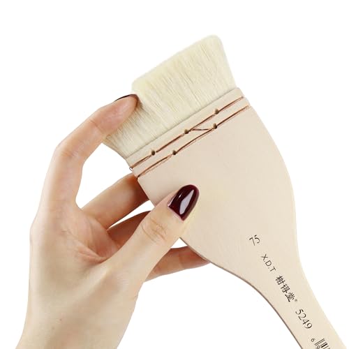 XDT#5249 Hake Paint Brush Set, 12Pcs Flat Goat Hair Wash Brushes (2.76") for Watercolor, Pottery Glaze, Acrylic, and Oil Painting - size: 12Pc Goat Hair(2.76 In)