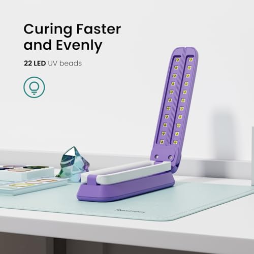 Resiners UV Resin Light, UV Light for Resin Curing, Wireless & Rechargeable Blacklight Ultraviolet LED, 3-in-1 Uses, Foldable UV Lamp, Craft Supplies Tools for ResinMolds, Jewelry Making, Purple - color: Purple